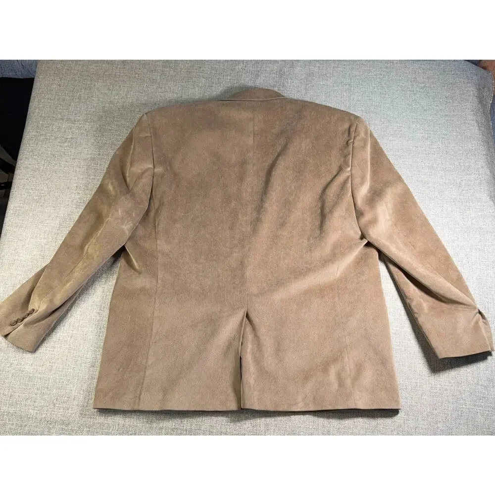 Chaps Mens 50R Tan Corduroy Blazer Sport Coat Paisley Lined 2 Button